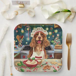 Cocker Spaniel Holiday Baking: Feestelijke Kerst Papieren Bordje