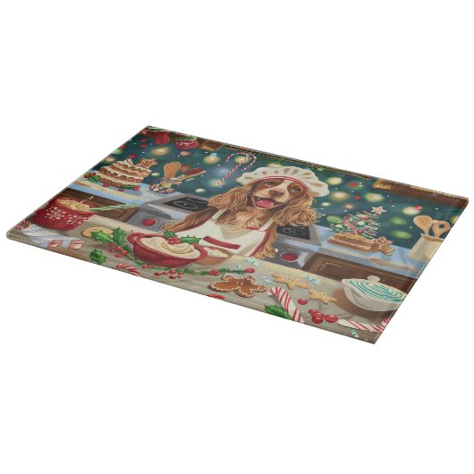 Cocker Spaniel Holiday Baking: Feestelijke Kerst Snijplank (Hoek)