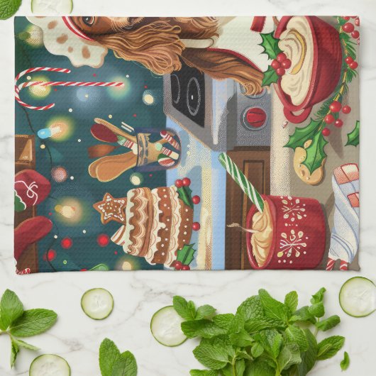 Cocker Spaniel Holiday Baking: Feestelijke Kerst Theedoek (Gevouwen)