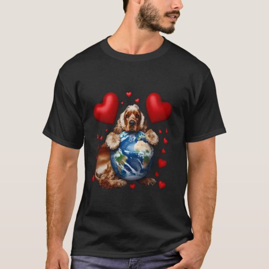 Cocker Spaniel Hond Aardedag Knuffel Liefde Eigena T-shirt (Voorkant)