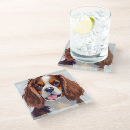 Cocker Spaniel | Hond Aquarel Huisdier Schilderij Glazen Onderzetter