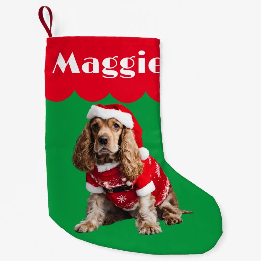 Cocker Spaniel hond cadeau Kerstmis huisdier schat Kleine Kerstsok (Voorkant)