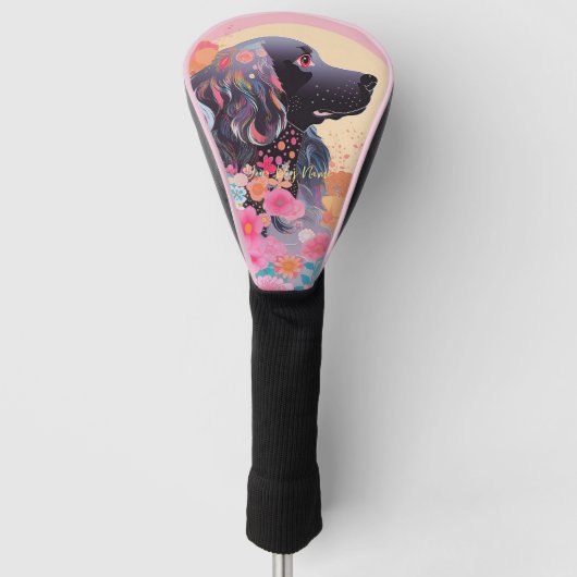 Cocker Spaniel Hond en Bloemen 003 - Kleerjuweel Golfheadcover (Voorkant)