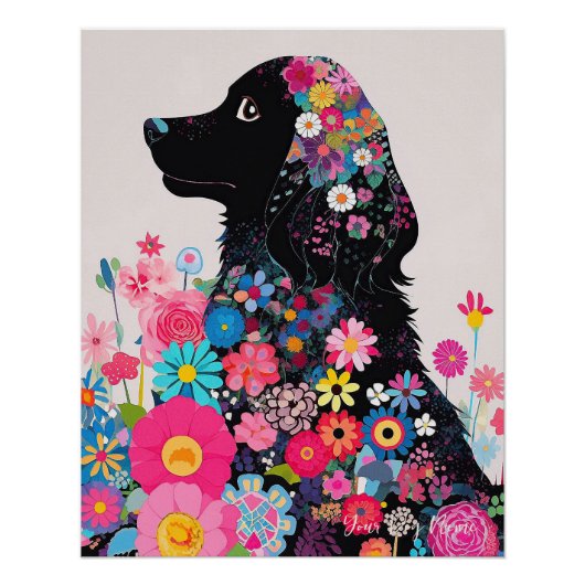 Cocker Spaniel Hond en Bloemen 004 - Kleerjuweel Perfect Poster (Voorkant)
