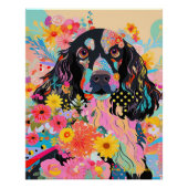 Cocker Spaniel Hond en Bloemen 005 - Kleerjuweel Perfect Poster (Voorkant)
