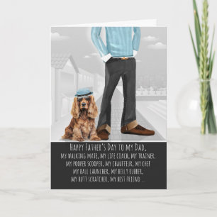 Cocker Spaniel-hond en vader voor Vaderdag Feestdagen Kaart