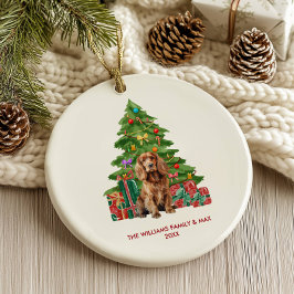 Cocker Spaniel hond gepersonaliseerd Kerstmis Keramisch Ornament
