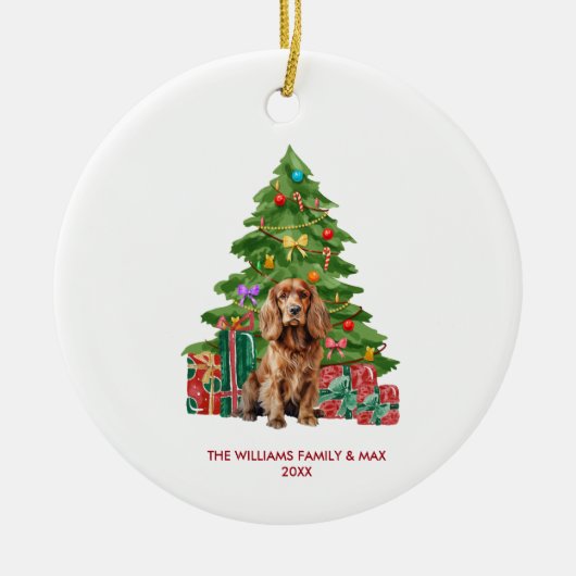 Cocker Spaniel Hond Gepersonaliseerde Kerst Keramisch Ornament (Voorkant)