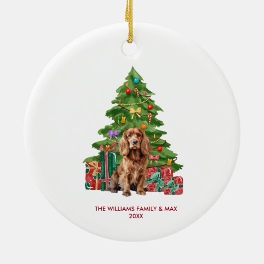 Cocker Spaniel Hond Gepersonaliseerde Kerst Keramisch Ornament (Achterkant)