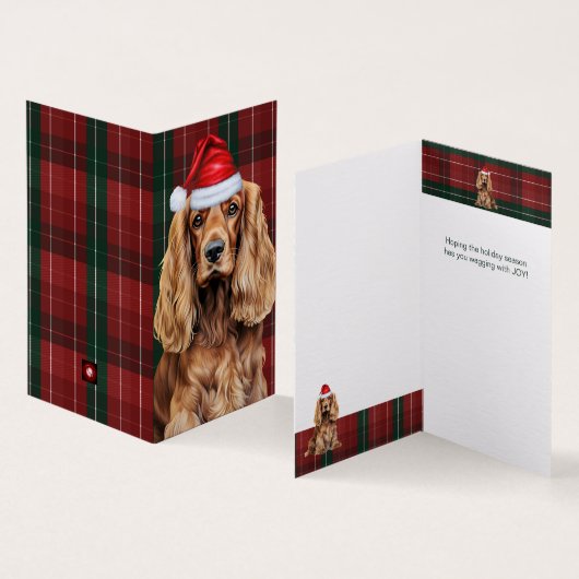 Cocker Spaniel hond geruit Kerstvakantie Kaart (Binnen en buitenkant)