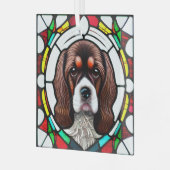 Cocker Spaniel Hond "Glas in lood" Glas Ornament (Voorkant links)