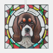 Cocker Spaniel Hond "Glas in lood" Glas Ornament (Voorkant)