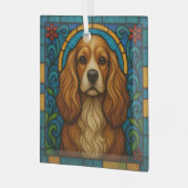 Cocker Spaniel Hond "Glas in lood" Glas Ornament (Voorkant links)