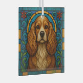 Cocker Spaniel Hond "Glas in lood" Glas Ornament (Voorkant Rechts)