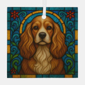 Cocker Spaniel Hond "Glas in lood" Glas Ornament (Achterkant)