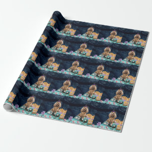 Cocker Spaniel hond Halloween vrachtwagen enge nac Cadeaupapier