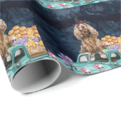 Cocker Spaniel hond Halloween vrachtwagen enge nac Cadeaupapier (Rol Hoek)