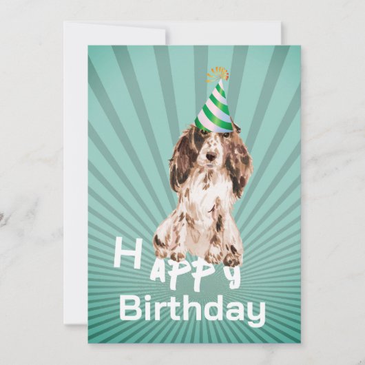 Cocker Spaniel Hond Happy Birthday Party Uitnodigi (Voorkant)