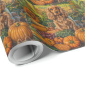 Cocker Spaniel Hond Herfst Oogst Dankdag Cadeaupapier (Rol Hoek)