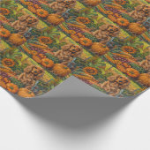 Cocker Spaniel Hond Herfst Oogst Dankdag Cadeaupapier (Hoek)