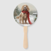 Cocker Spaniel hond in de sneeuw Kerstmis Handwaaier (Achterkant)