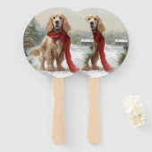 Cocker Spaniel hond in de sneeuw Kerstmis Handwaaier (Voorkant en achterkant)