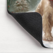 Cocker Spaniel hond in de sneeuw met Kerstmis Muismat (Hoek)