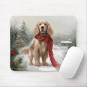 Cocker Spaniel hond in de sneeuw met Kerstmis Muismat (Met muis)