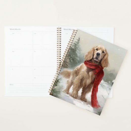 Cocker Spaniel hond in de sneeuw met Kerstmis Planner (Display)