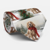 Cocker Spaniel hond in de sneeuw met Kerstmis Stropdas (Opgerold)