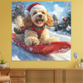 Cocker Spaniel Hond in Sledge Laat het Sneeuw Kers Canvas Afdruk (Insitu (Woonkamer))