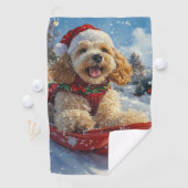 Cocker Spaniel Hond in Sledge Laat het Sneeuw Kers Golfhanddoek (Insitu)