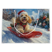 Cocker Spaniel Hond in Sledge Laat het Sneeuw Kers Groot Cadeauzakje (Voorkant)