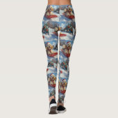 Cocker Spaniel Hond in Sledge Laat het Sneeuw Kers Leggings (Achterkant)