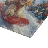 Cocker Spaniel Hond in Sledge Laat het Sneeuw Kers Snijplank (Hoek)