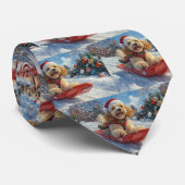 Cocker Spaniel Hond in Sledge Laat het Sneeuw Kers Stropdas (Opgerold)