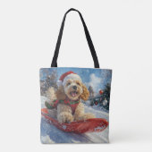 Cocker Spaniel Hond in Sledge Laat het Sneeuw Kers Tote Bag (Achterkant)