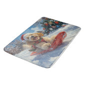 Cocker Spaniel-hond in slee laat het sneeuwen Kers Badmat (Gekanteld)