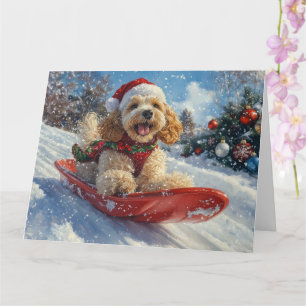 Cocker Spaniel-hond in slee Laat het sneeuwen Kers Kaart