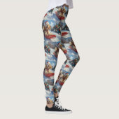 Cocker Spaniel-hond in slee laat het sneeuwen Kers Leggings (Rechts)