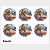 Cocker Spaniel-hond in slee laat het sneeuwen Kers Ronde Sticker (Vel)