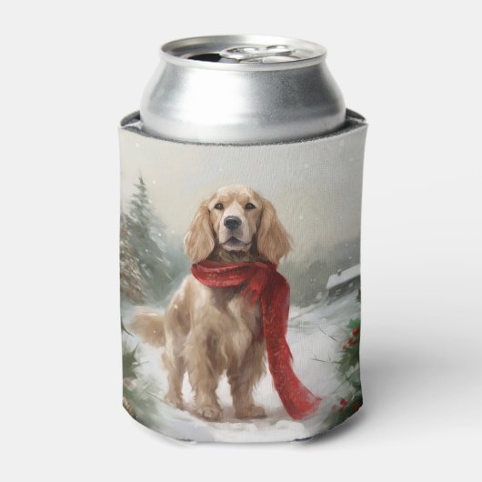 Cocker Spaniel Hond in Sneeuw Kerstmis Blikjeskoeler (Blikje Voorkant)