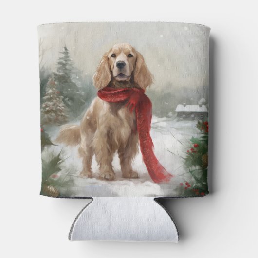 Cocker Spaniel Hond in Sneeuw Kerstmis Blikjeskoeler (Achterkant)