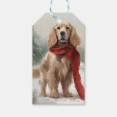 Cocker Spaniel Hond in Sneeuw Kerstmis Cadeaulabel (Voorkant)
