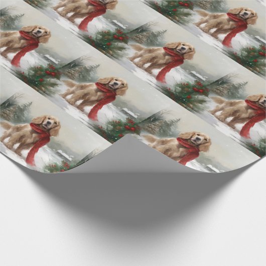 Cocker Spaniel Hond in Sneeuw Kerstmis Cadeaupapier (Hoek)