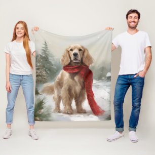 Cocker Spaniel hond in sneeuw Kerstmis Fleece Deken