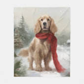 Cocker Spaniel Hond in Sneeuw Kerstmis Fleece Deken (Voorkant)