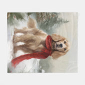 Cocker Spaniel Hond in Sneeuw Kerstmis Fleece Deken (Voorkant (Horizontaal))