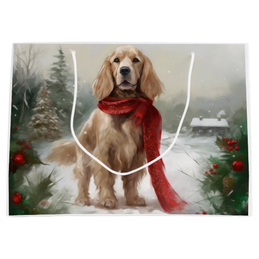 Cocker Spaniel Hond in Sneeuw Kerstmis Groot Cadeauzakje (Voorkant)