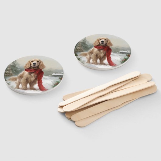 Cocker Spaniel Hond in Sneeuw Kerstmis Handwaaier (Niet-gemonteerd)